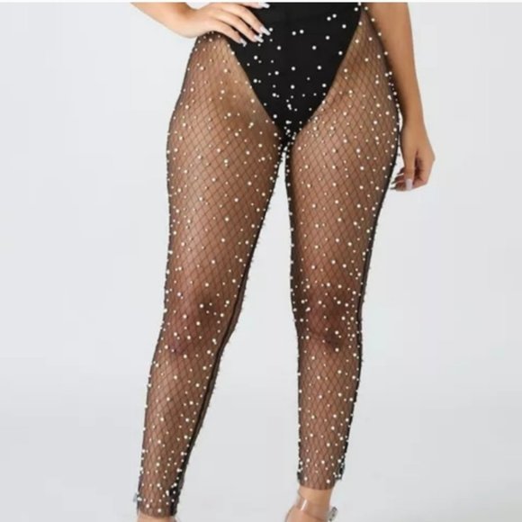 Mesh Pearl Decorated Leggings - Picture 4 of 4